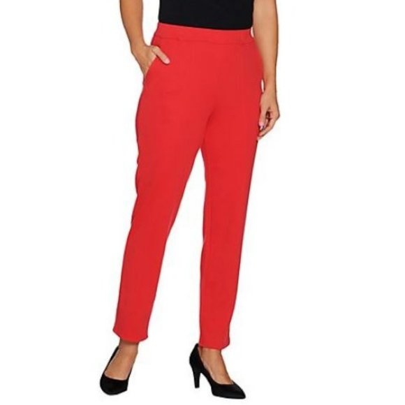 Bob Mackie Pants - Bob Mackie Pull-On Ponte Knit Ankle Pants w/ Front Seams  5595
